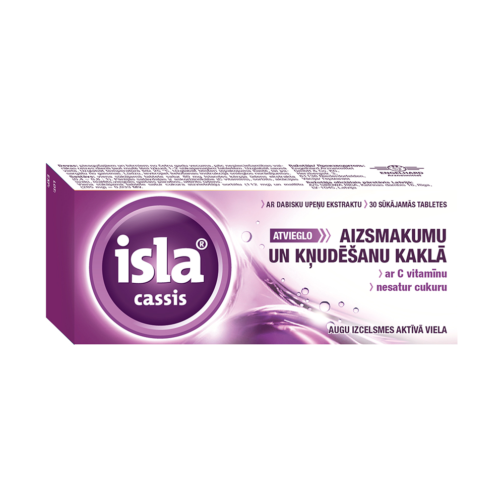 ISLA Cassis sūkājamās tabletes N30