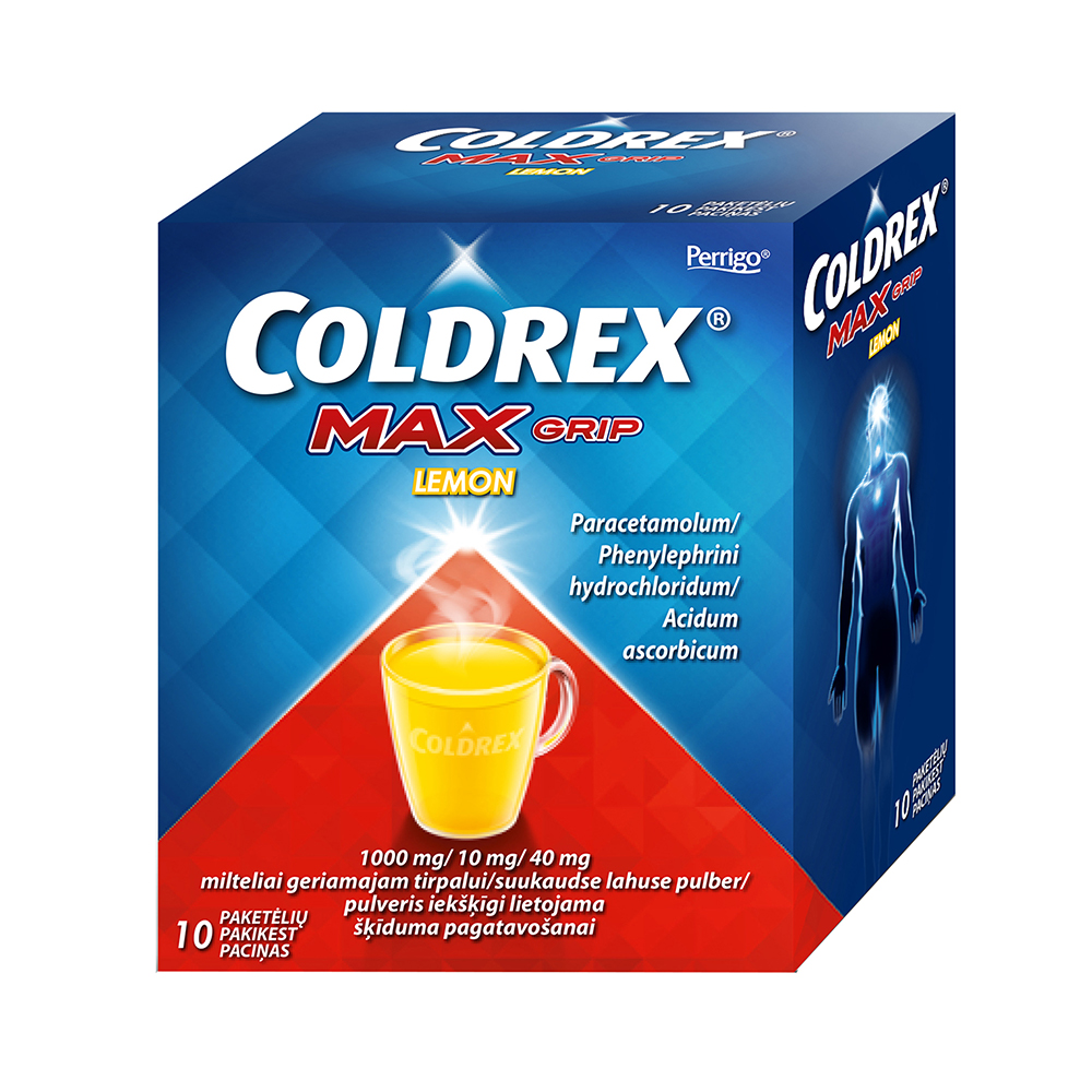 COLDREX MaxGrip Lemon 1000 mg/10 mg/40 mg pulveris N10