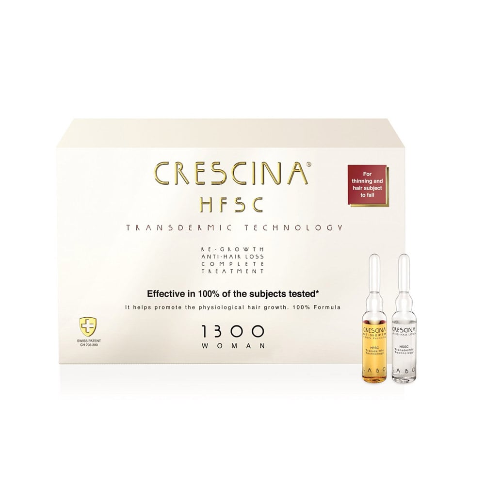 CRESCINA Transdermic ampulu komplekss matu augšanai un pret matu izkrišanu sievietēm, intensitāte 1300, N20+20
