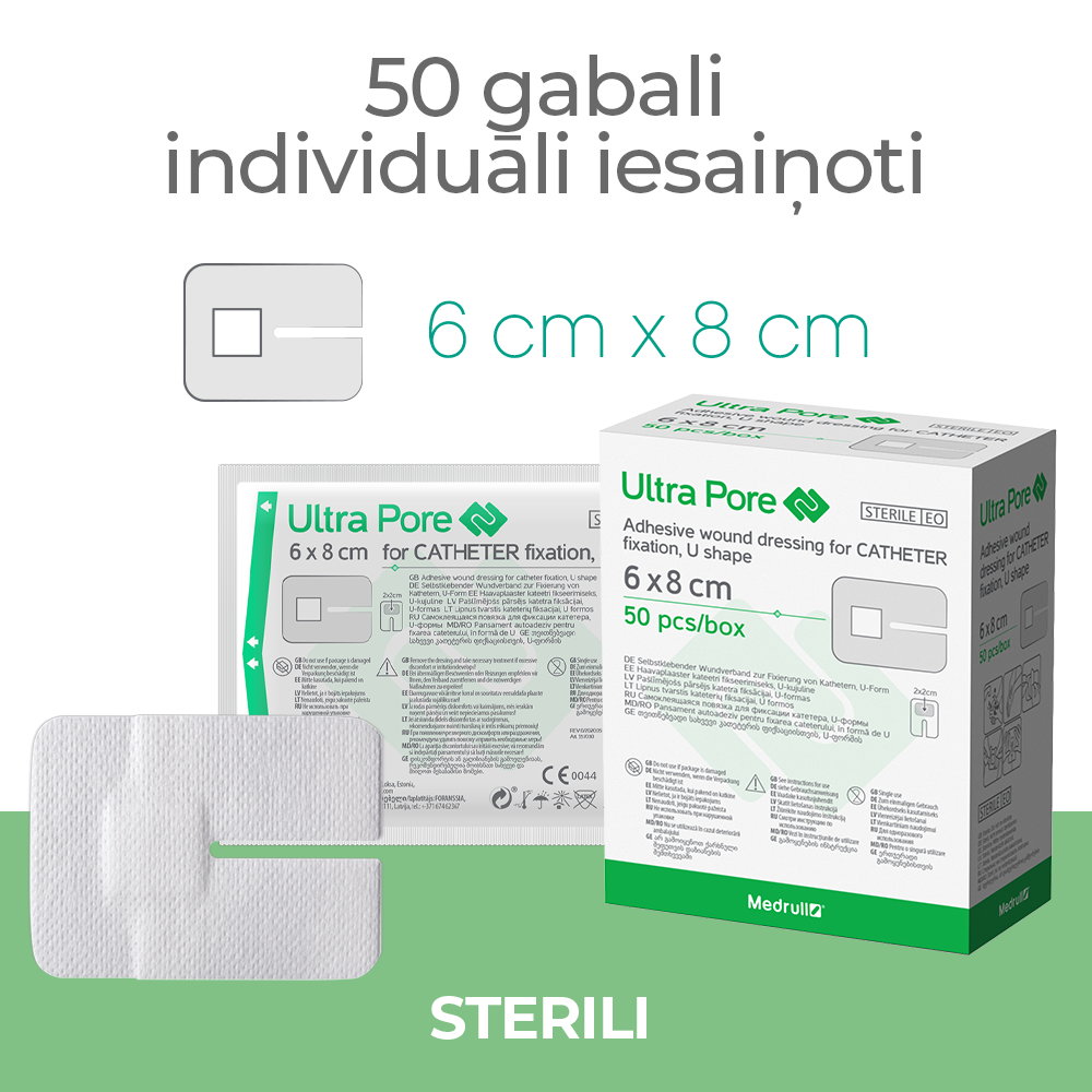 MEDRULL Ultra Pore katetra pašlīmējošs pārsējs 6x8cm N1