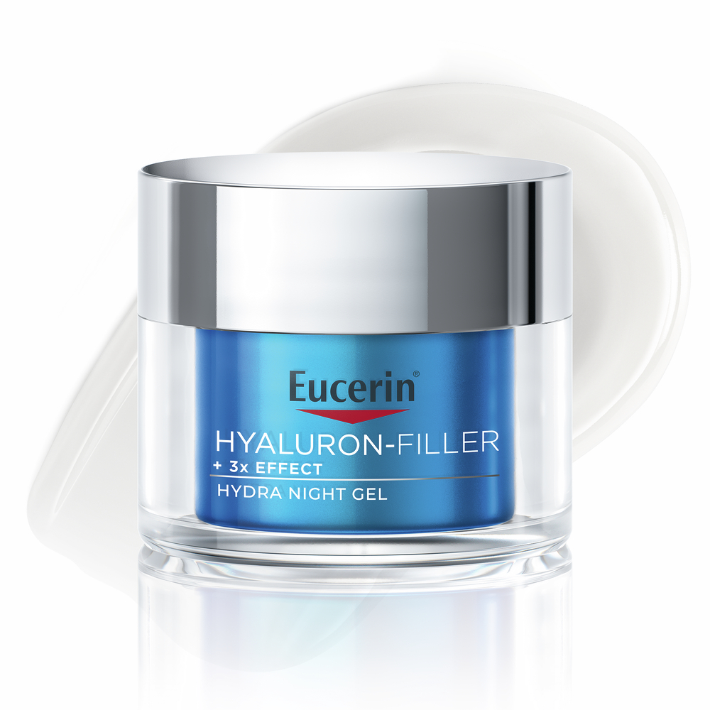 EUCERIN Hyaluron-Filler +3x Effect mitrinošs nakts gēlkrēms ar hialuronskābi un vitamīnu B5 50 ml