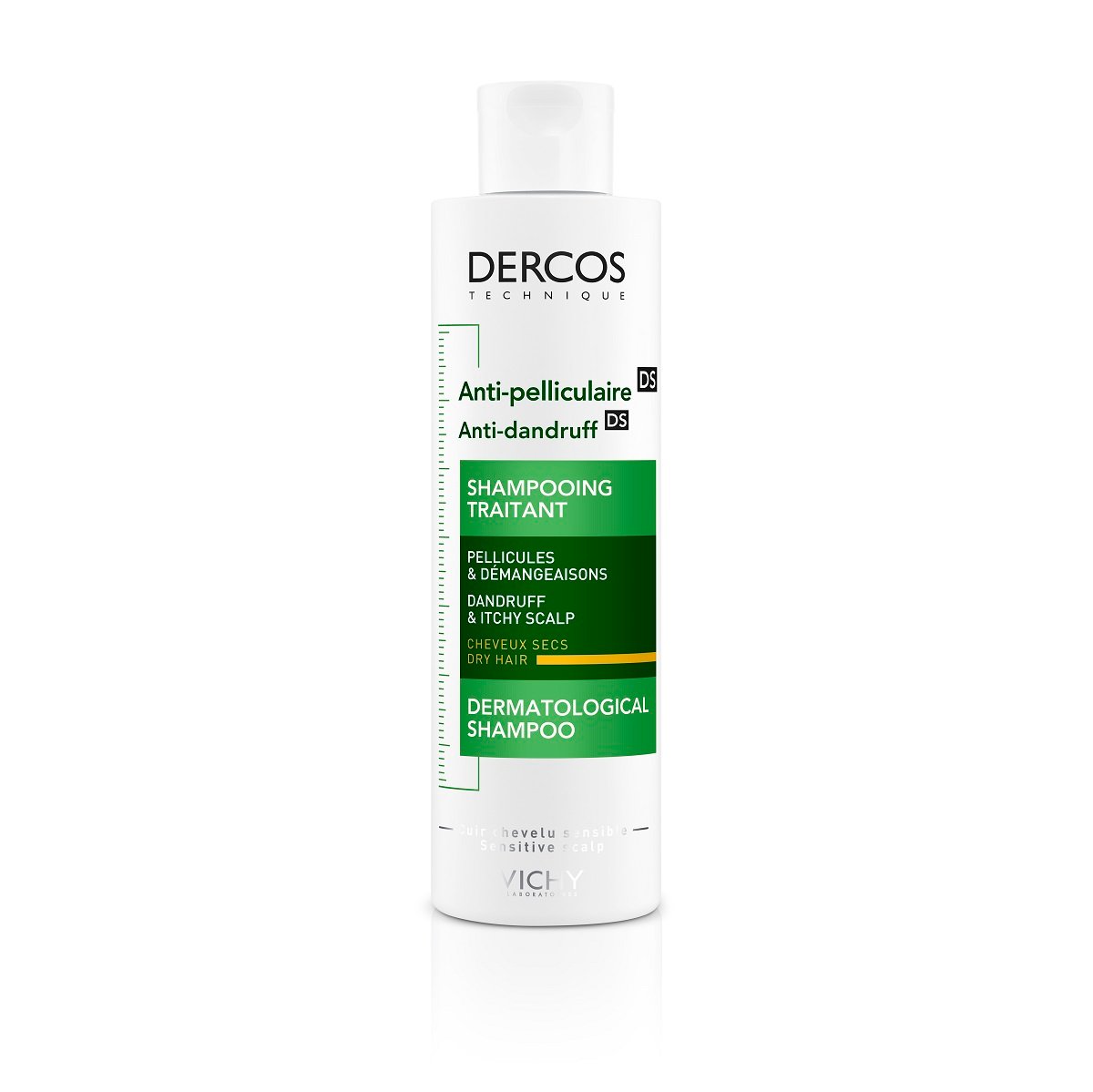 VICHY DERCOS pretblaugznu šampūns sausai galvas ādai, 200 ml