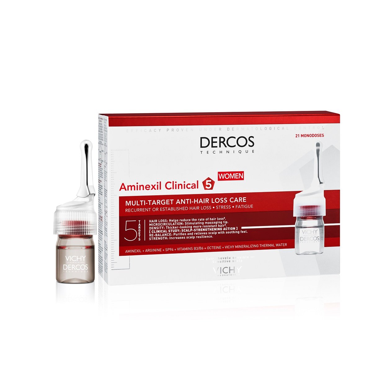 VICHY DERCOS AMINEXIL ampulas pret matu izkrišanu sievietēm, 6ml x N21