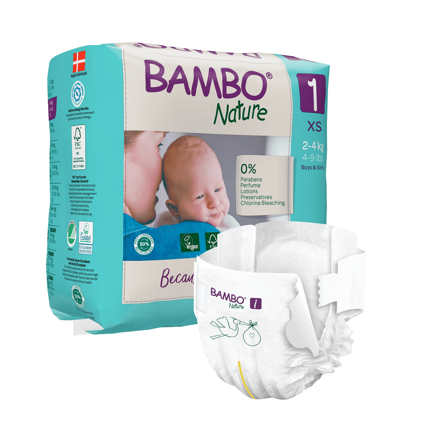 BAMBO NATURE autiņbiksītes 1.izmērs 2-4kg N22