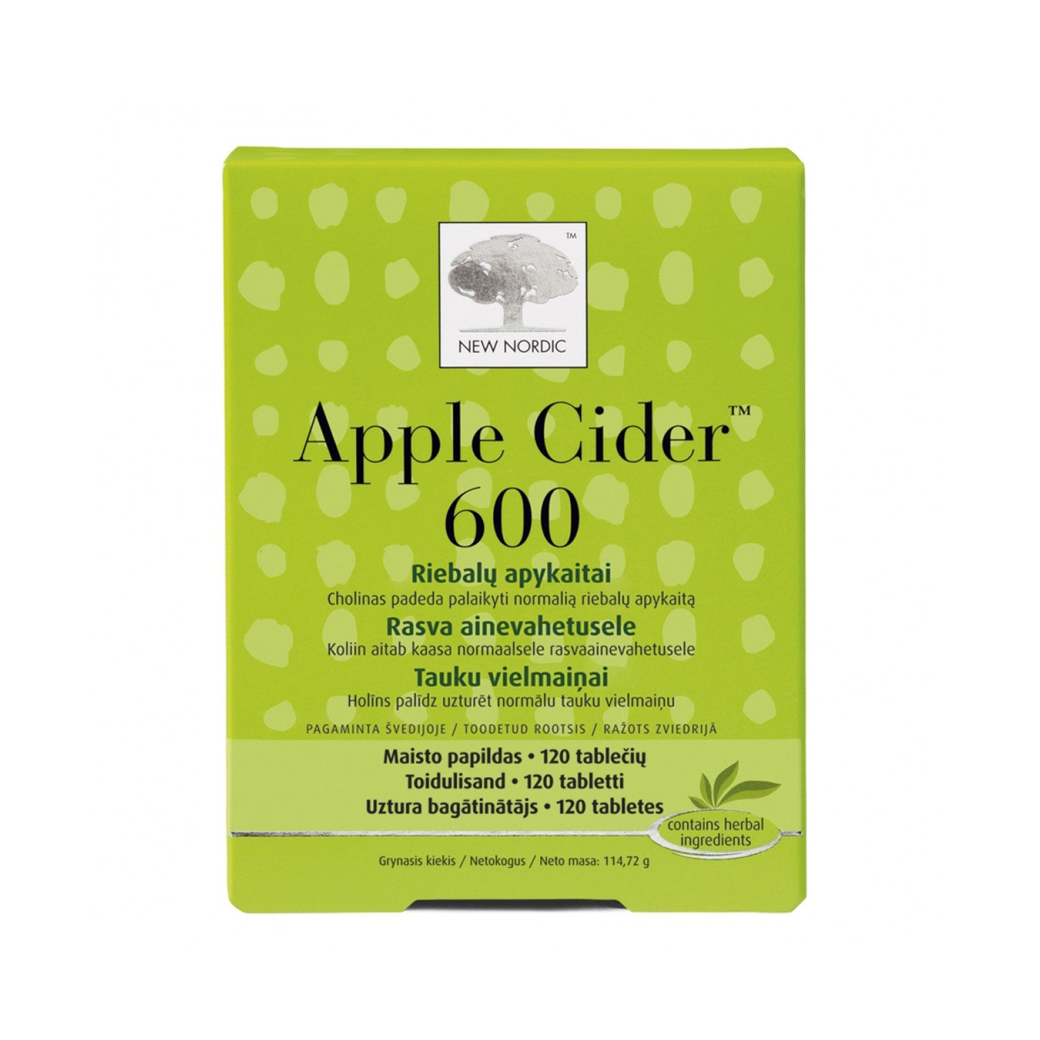 NEW NORDIC Apple Cider 600mg tabletes N120