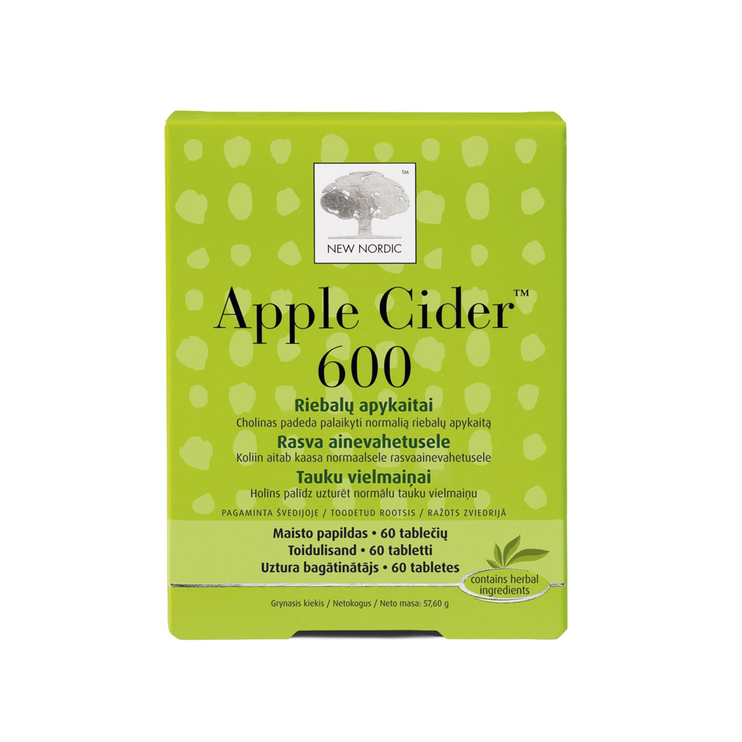 NEW NORDIC Apple Cider 600mg tabletes N60