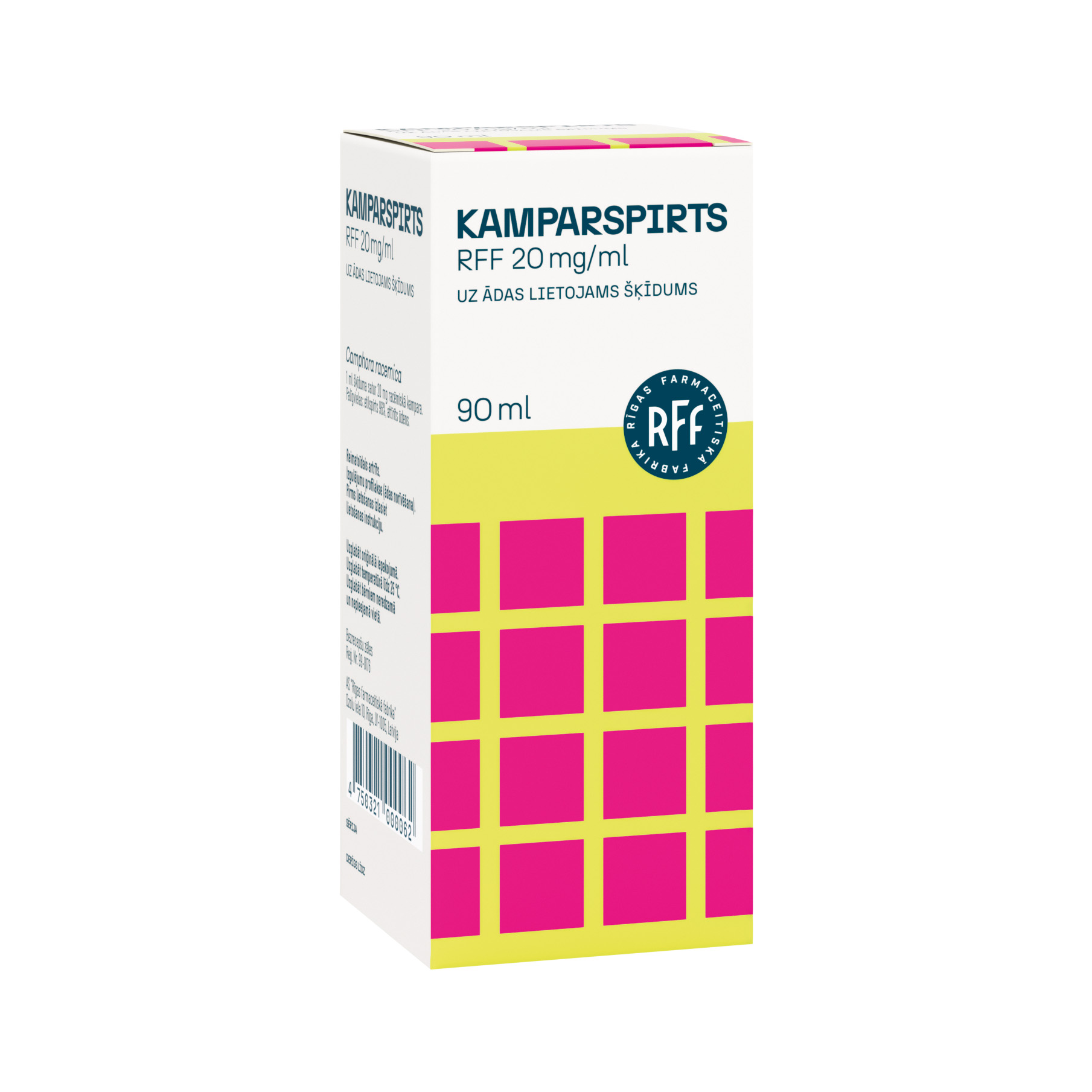 RFF Kamparspirts 20 mg/ml uz ādas lietojams šķīdums 90 ml