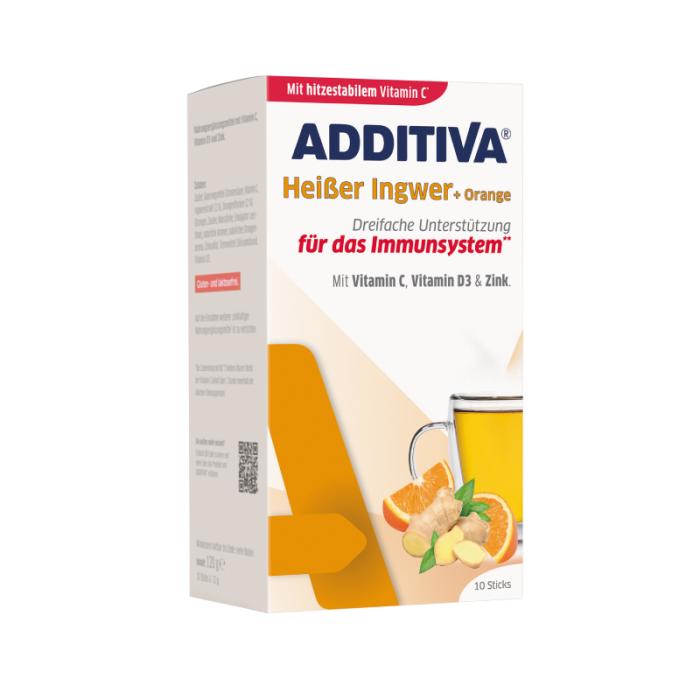 ADDITIVA Karstais ingvers+Apelsīns C vitamīns+Cinks+D3 vitamīns pulveris N10