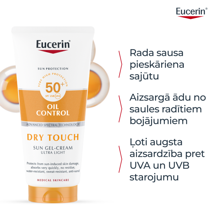 EUCERIN Sun Oil Control SPF 50+ ķermeņa gelkrēms 200 ml