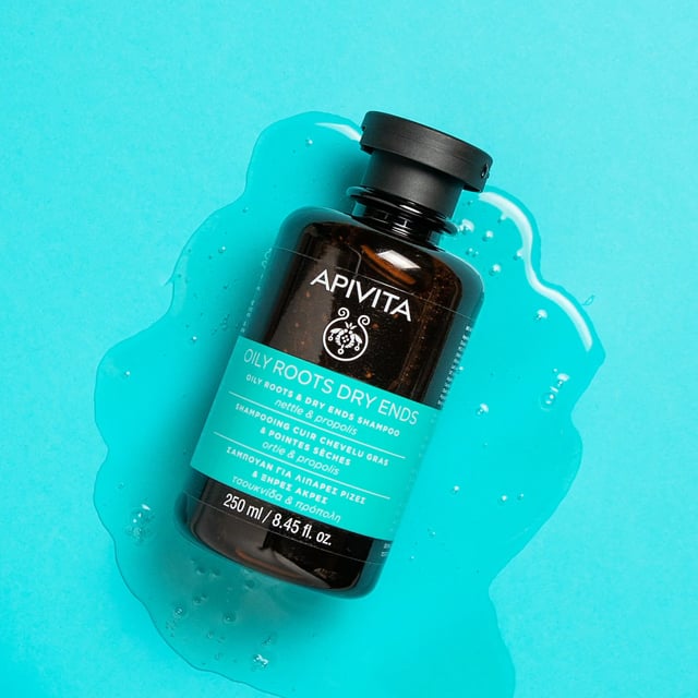 APIVITA šampūns, taukainiem matiem un sausiem matu galiņiem, 250 ml