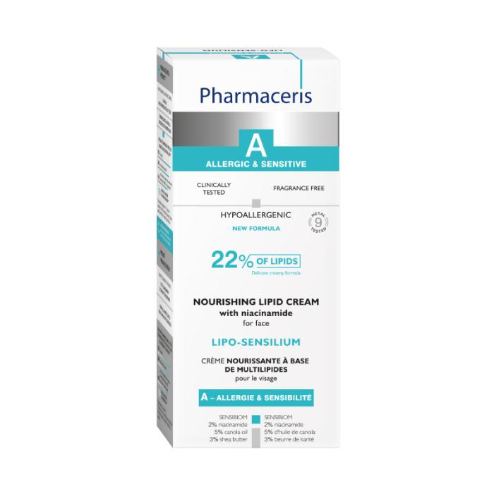 PHARMACERIS A Lipo-Sensilium barojošs 22% lipīdu sejas krēms ar niacinamīdu 50 ml