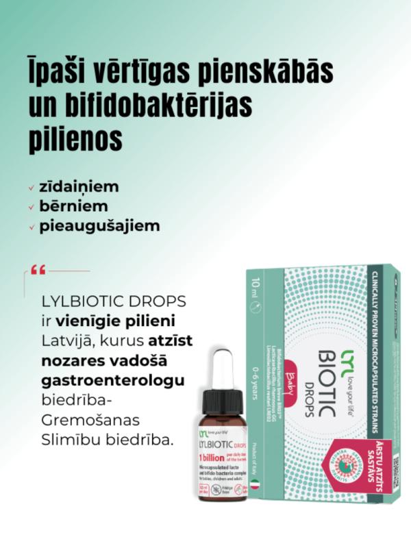 LYL BIOTIC Drops (20 devas), pilieni, 10 ml