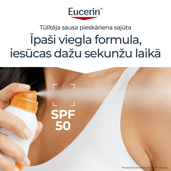Eucerin Sun Oil Control Dry Touch SPF50 bezkrāsains izsmidzināms saules aizsarglīdzeklis 200 ml