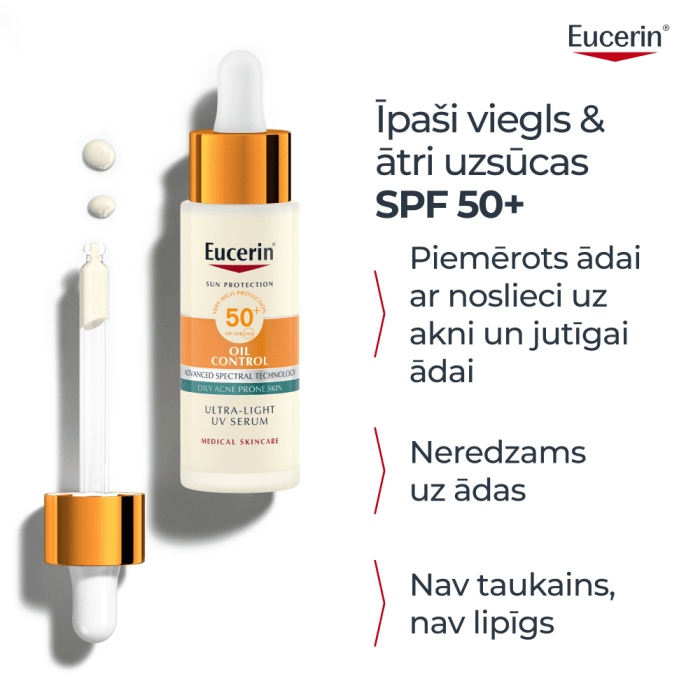 EUCERIN Sun Oil Control SPF 50+ īpaši viegls ikdienas serums 30ml