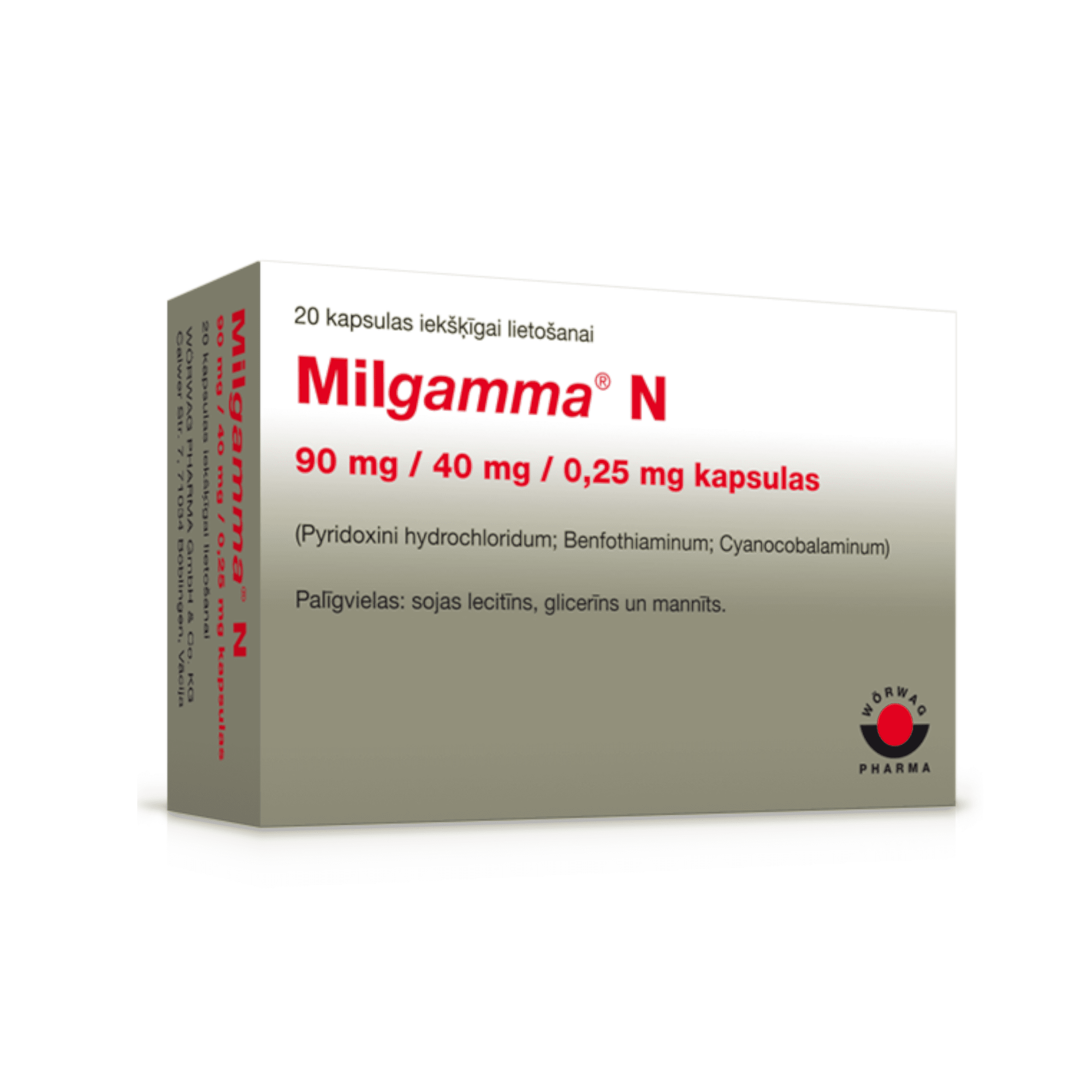 MILGAMMA N 90mg/40mg/0,25 mg mīkstās kapsulas N20