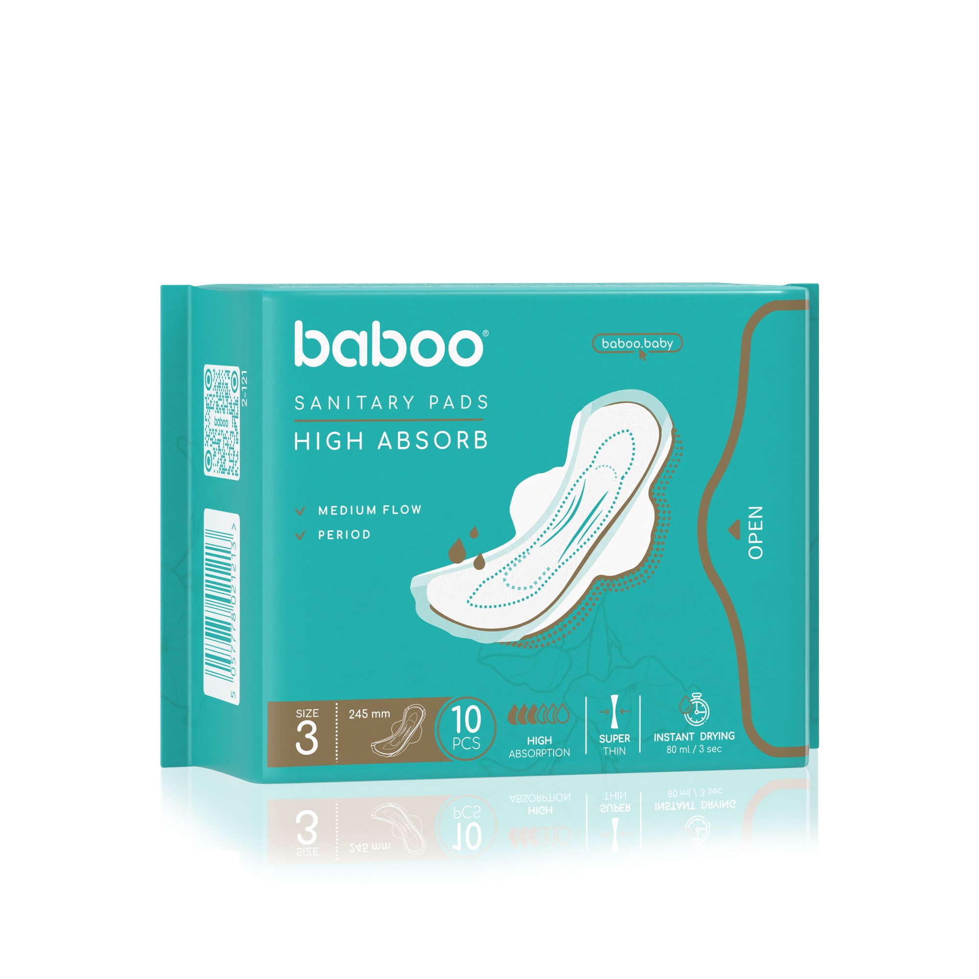 BABOO vienreizējās lietošanas sieviešu ieliktņi 245 mm N10
