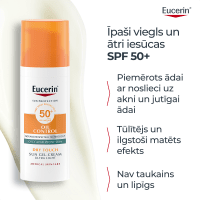 EUCERIN Sun Oil Control Dry Touch SPF50+ sauļošanās gelkrēms 50 ml