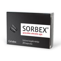 SORBEX granulēta aktivētā ogle, kapsulas N20