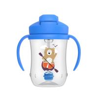 DR.BROWN'S mācību krūzīte ar salmiņu un atsvaru 6+ mēn. zila 270ml