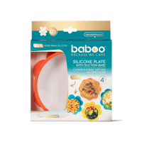 BABOO Slikona trauciņš ar neslīdošu apakšu, 6+ mēneši, oranžs