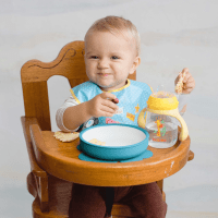 BABOO Silikona trauciņš ar neslīdošu apakšu, 6+ mēneši, tirkīza