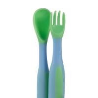 BABOO Elastīgi piederumi (karote un dakšiņa), 6+ mēn., zaļi