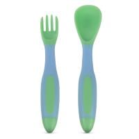 BABOO Elastīgi piederumi (karote un dakšiņa), 6+ mēn., zaļi