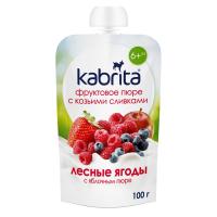 KABRITA Meža ogu-Ābolu augļu biezenis ar saldo krējumu no kazas piena 6+m. 100g