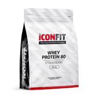 ICONFIT Whey Protein 80 ar zemeņu garšu pulveris 1kg