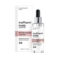INOPHARM Pure Elements 10% Niacinamide + 1% Zinc izgaismojošs serums 30ml