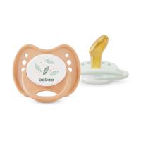 BABOO Calmy lateksa ortodontiskais knupītis, Peachy Keen, 0+ mēneši N2