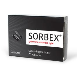 SORBEX granulēta aktivētā ogle, kapsulas N20