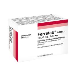 Ferretab comp. 152,10 mg/0,50 mg ilgstošās darbības cietās kapsulas N30