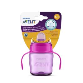 PHILIPS AVENT Easy Sip mācību krūzīte ar rokturiem, 6m+ silikona snīpis, rozā 200ml