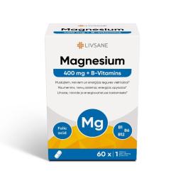 LIVSANE Magnesium 400 + B-vitamīns tabletes N60