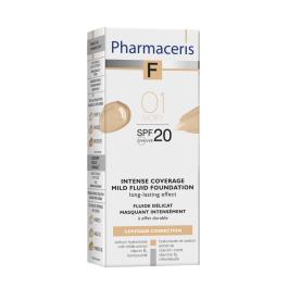 PHARMACERIS F Intense Coverage SPF20 tonālais krēms ar ilgu noturību 01 Ivory 30ml