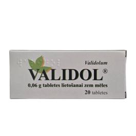 VALIDOL 0,06 g zem mēles lietojamas tabletes N20