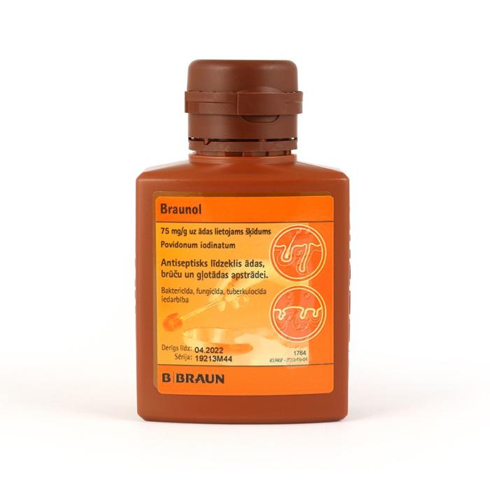 Braunol 75 mg/g uz ādas lietojams šķīdums 100 ml
