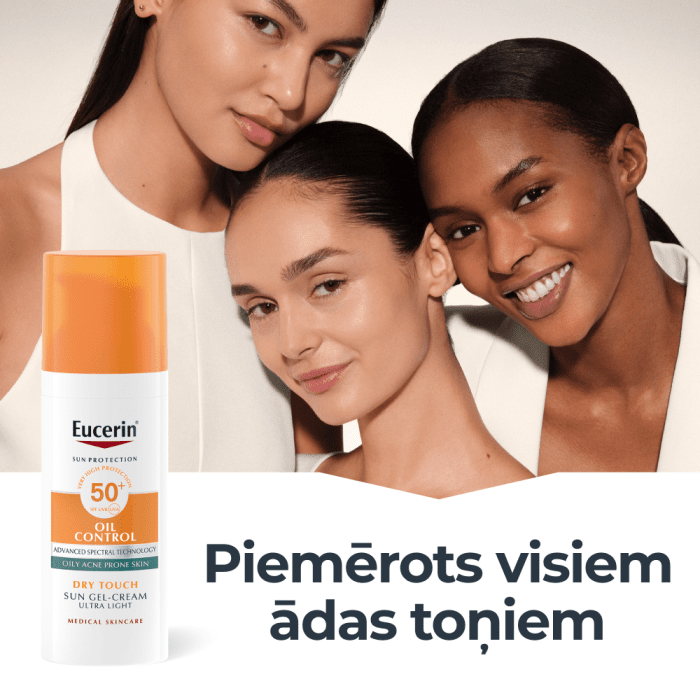 EUCERIN Sun Oil Control Dry Touch SPF50+ sauļošanās gelkrēms 50 ml