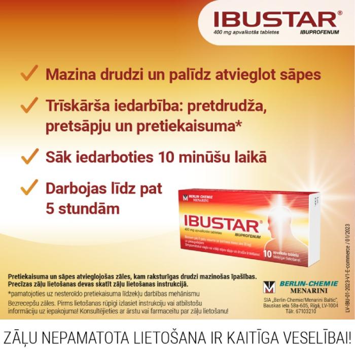 IBUSTAR 400 mg apvalkotās tabletes N10