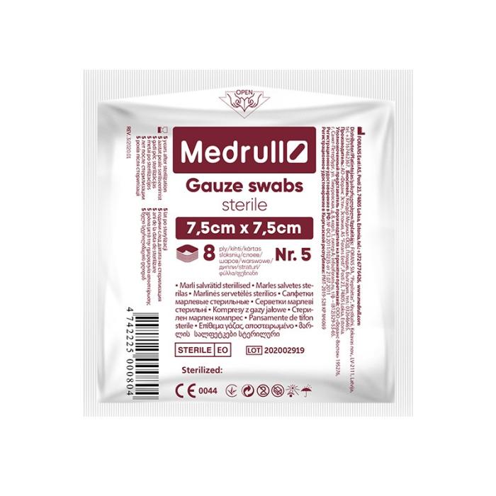 Salvetes MEDRULL marles sterilas 7.5x7.5cm N5