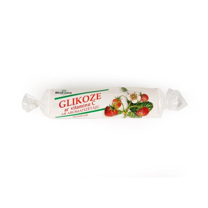 GLIKOZE ar vitamīnu C (zemeņu garša) tabletes N10