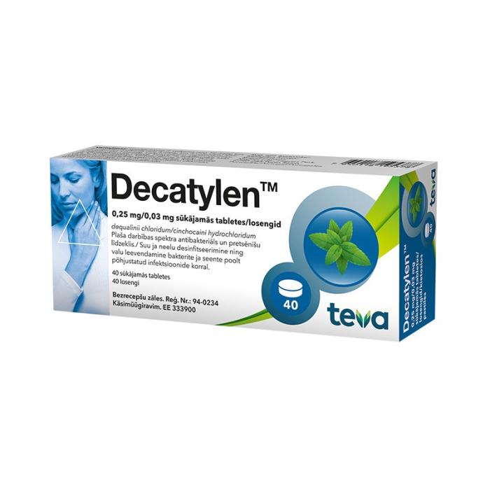 DECATYLEN 0,25mg/0,03mg sūkājamās tabletes N40   