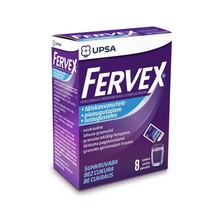 FERVEX 500mg/25mg/200mg granulas N8 bez cukura