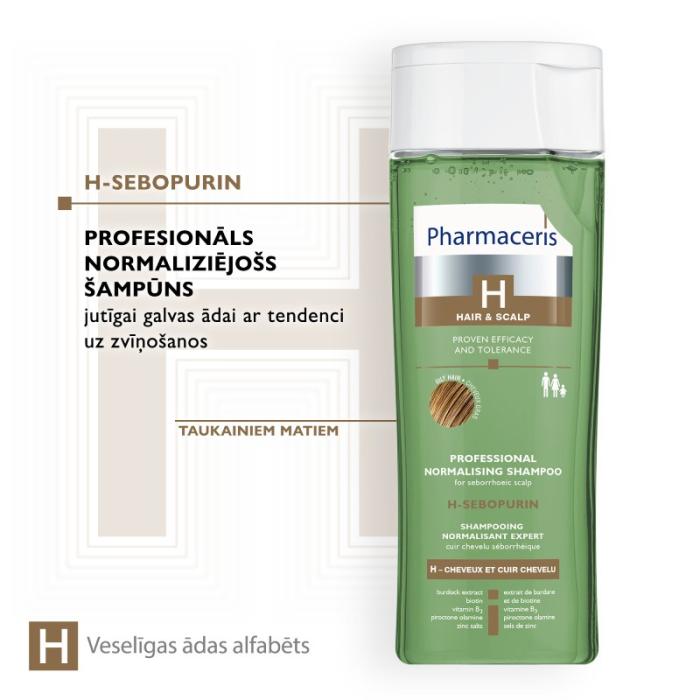 PHARMACERIS H-Sebopurin šampūns taukainiem matiem 250 ml