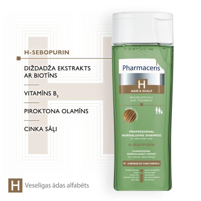 PHARMACERIS H-Sebopurin šampūns taukainiem matiem 250 ml