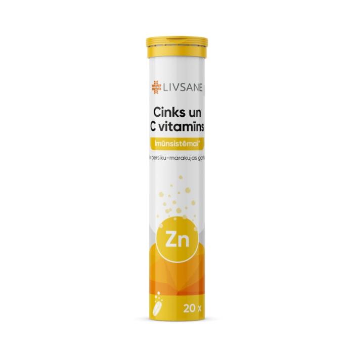 LIVSANE Cinks un C vitamīns putojošās tabletes N20