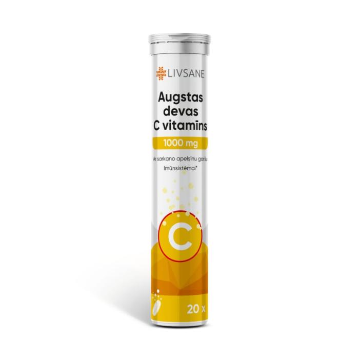 LIVSANE augstas devas C vitamīns 1000 mg šķīstošās tabletes N20