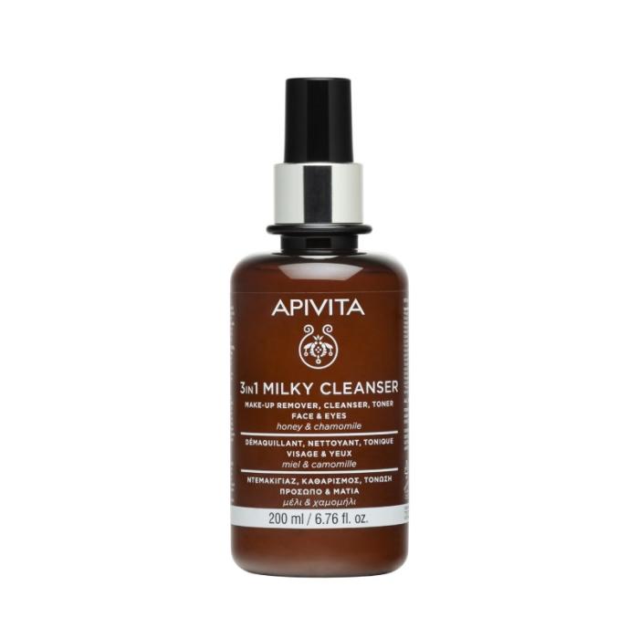 APIVITA 3 in 1 maigs attīrošais pieniņš sejai un acīm 200 ml
