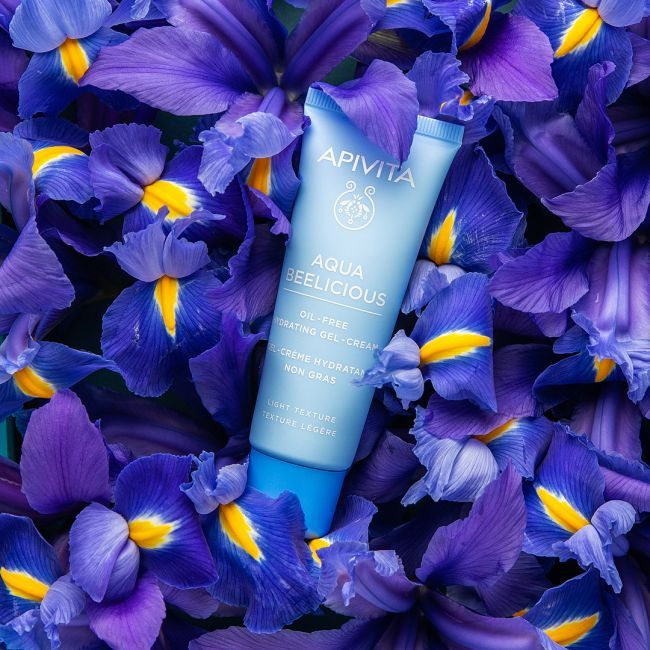 APIVITA AQUA BEELICIOUS OIL-FREE sejas gelveida krēms taukainai/kombinētai ādai, 40 ml